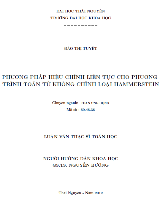 phuong phap hieu chinh lien tuc cho phuong trinh toan tu khong chinh loai hammerstein
