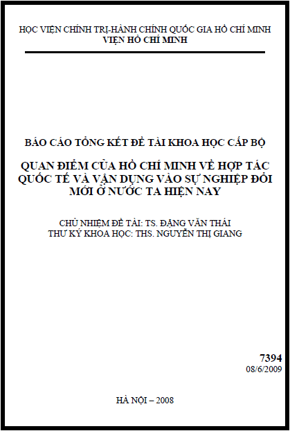 quan diem cua ho chi minh ve hop tac quoc te va van dung vao su nghiep doi moi o nuoc ta hien nay