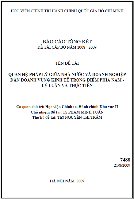 quan he phap ly giua nha nuoc va doanh nghiep dan doanh vung kinh te trong diem phia nam ly luan va thuc tien