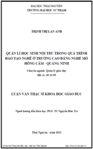quan li hoc sinh noi tru trong qua trinh dao tao nghe o truong cao dang nghe mo hong cam quang ninh