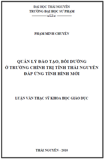 quan ly dao tao boi duong o truong chinh tri tinh thai nguyen dap ung tinh hinh moi