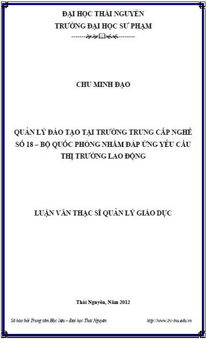 quan ly dao tao tai truong trung cap nghe so 18 bo quoc phong nham dap ung yeu cau thi truong lao dong