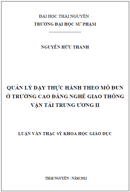 quan ly day thuc hanh theo modun o truong cao dang nghe giao thong van tai trung uong ii