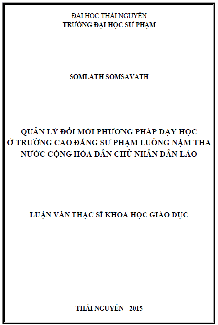 quan ly doi moi phuong phap day hoc o truong cao dang su pham luong nam tha nuoc cong hoa dan chu nhan dan lao