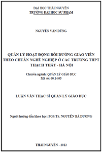 quan ly hoat dong boi duong giao vien theo huong chuan nghe nghiep o cac truong thpt thach that ha noi