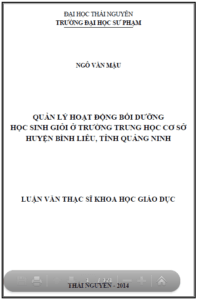 quan ly hoat dong boi duong hoc sinh gioi o truong trung hoc co so huyen binh lieu tinh quang ninh