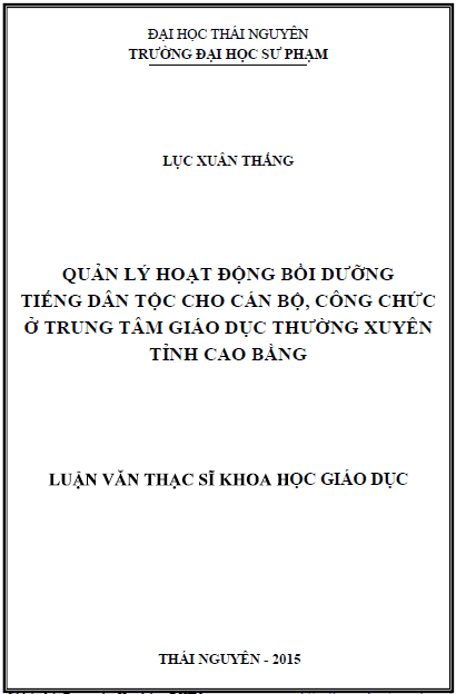 quan ly hoat dong boi duong tieng dan toc cho can bo cong chuc o trung tam giao duc thuong xuyen tinh cao bang