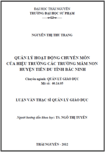 quan ly hoat dong chuyen mon cua hieu truong cac truong mam non huyen tien du tinh bac ninh