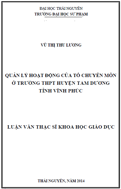 quan ly hoat dong cua to chuyen mon o truong thpt huyen tam duong tinh vinh phuc