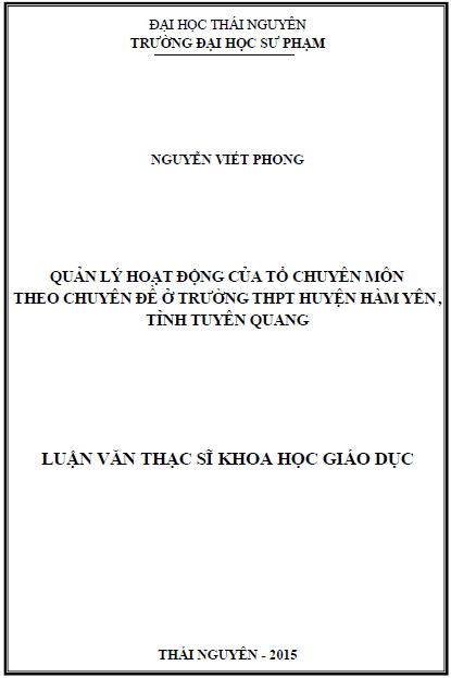 quan ly hoat dong cua to chuyen mon theo chuyen de o truong thpt huyen ham yen tinh tuyen quang