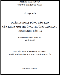 quan ly hoat dong dao tao cua khoa moi truong truong cao dang cong nghe bac ha