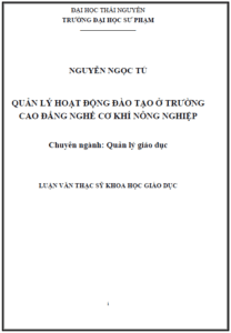 quan ly hoat dong dao tao o truong cao dang nghe co khi nong nghiep