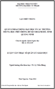 quan ly hoat dong day hoc o cac truong trung hoc pho thong huyen hoanh bo tinh quang ninh