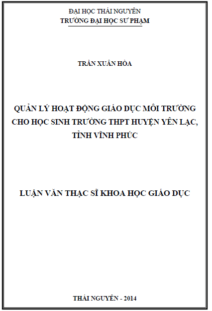 quan ly hoat dong giao duc moi truong cho hoc sinh truong trung hoc pho thong huyen yen lac tinh vinh phuc