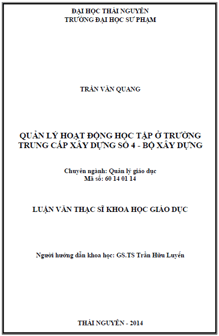 quan ly hoat dong hoc tap o truong trung cap xay dung so 4 bo xay dung