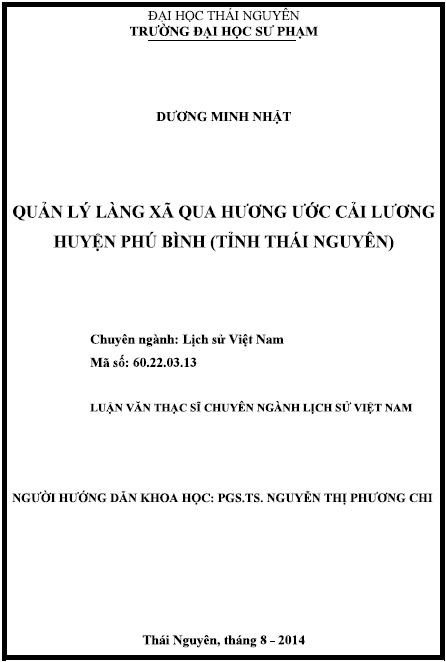 quan ly lang xa qua huong uoc cai luong huyen phu binh tinh thai nguyen