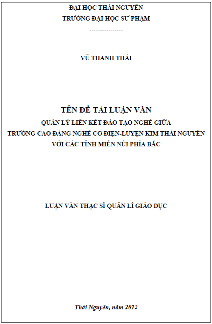 quan ly lien ket dao tao nghe giua truong cao dang nghe co dien luyen kim thai nguyen voi cac tinh mien nui phia bac