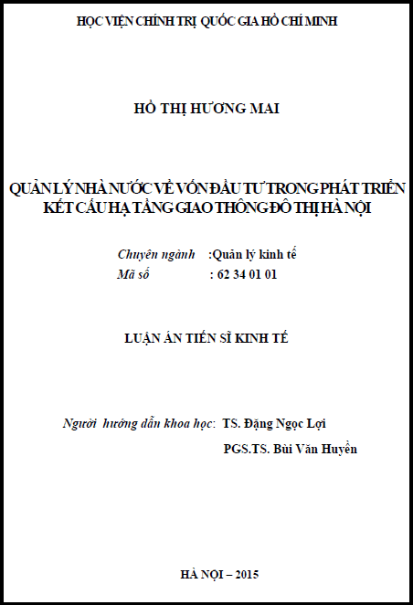 quan ly nha nuoc ve von dau tu trong phat trien ket cau ha tang giao thong do thi ha noi
