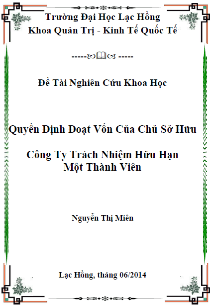 quyen dinh doat von cua chu so huu cong ty trach nhiem huu han mot thanh vien
