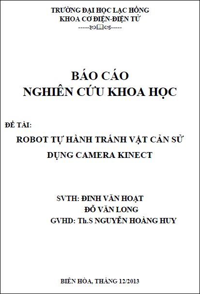robot tu hanh tranh vat can su dung camera kinect