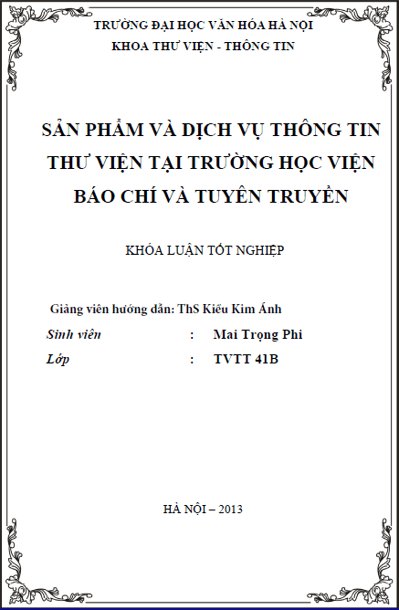 san pham va dich vu thong tin thu vien tai truong hoc vien bao chi va tuyen truyen