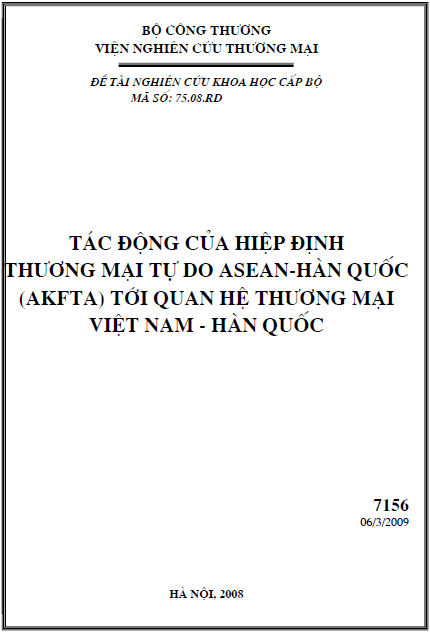 tac dong cua hiep dinh thuong mai tu do asean han quoc akfta toi quan he thuong mai viet nam han quoc