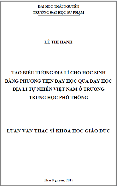tao bieu tuong dia li cho hoc sinh bang phuong tien day hoc qua day hoc dia li tu nhien viet nam o truong trung hoc pho thong