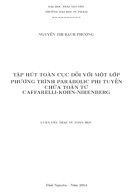 tap hut toan cuc doi voi mot lop phuong trinh parabolic phi tuyen chua toan tu caffarelli kohn nirenberg