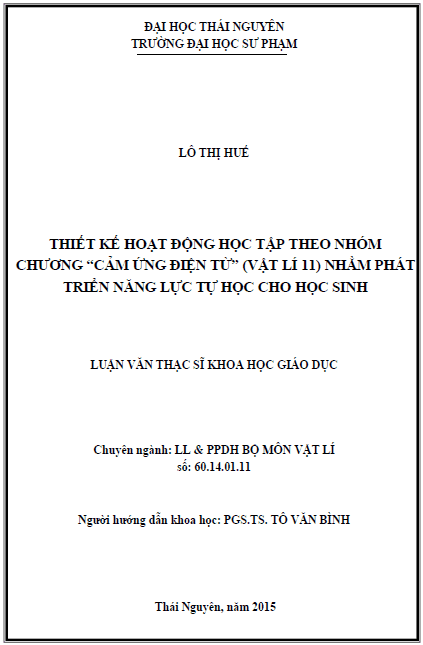 thiet ke hoat dong hoc tap theo nhom chuong cam ung dien tu vat li 11 nham phat trien nang luc tu hoc cho hoc sinh
