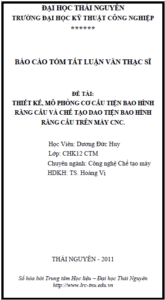 thiet ke mo phong co cau tien bao hinh rang cau va che tao dao tien bao hinh rang cau tren may cnc