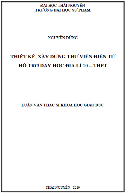 thiet ke xay dung thu vien dien tu ho tro day hoc dia ly 10 trung hoc pho thong