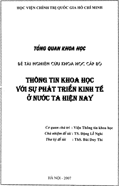 thong tin khoa hoc voi su phat trien kinh te o nuoc ta hien nay