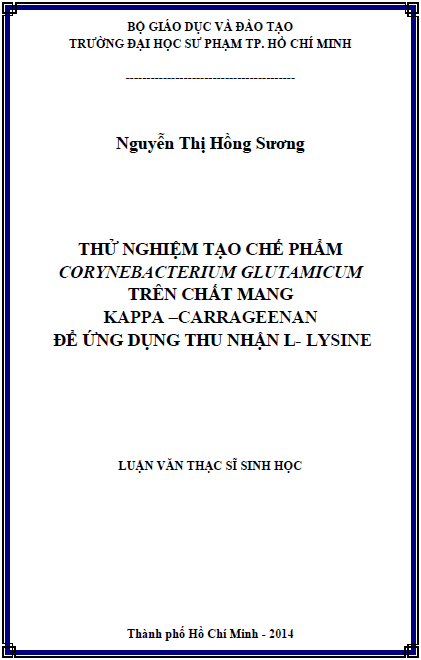 thu nghiem tao che pham corynebacterium glutamicum tren chat mang kappa carrageenan de ung dung thu nhan l lysine