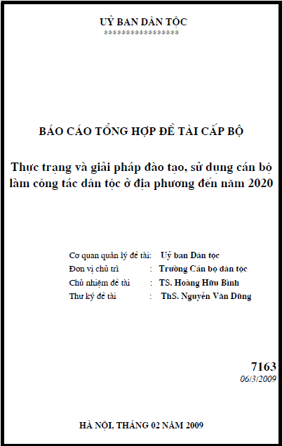 thuc trang va giai phap dao tao su dung can bo lam cong tac dan toc o dia phuong den nam 2020
