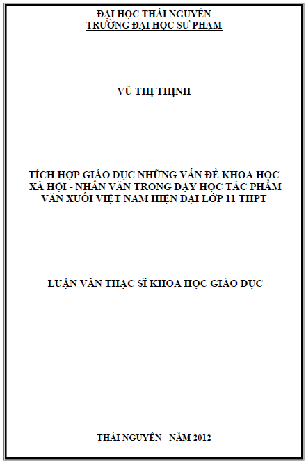 tich hop giao duc nhung van de khoa hoc xa hoi nhan van trong day hoc tac pham van xuoi viet nam hien dai lop 11 thpt