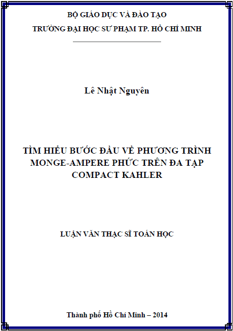 tim hieu buoc dau ve phuong trinh monge ampere phuc tren da tap compact kahler