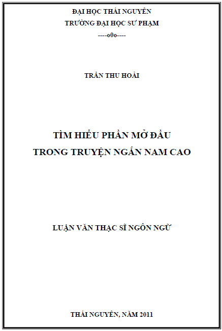 tim hieu phan mo dau trong truyen ngan nam cao