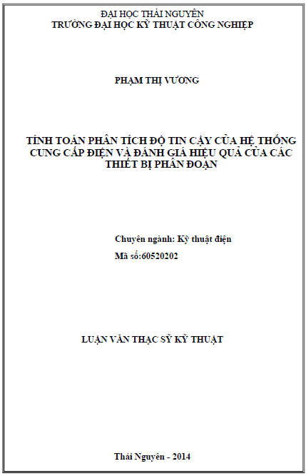 tinh toan phan tich do tin cay cua he thong cung cap dien va danh gia hieu qua cua cac thiet bi phan doan