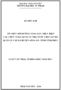 to chuc boi duong nang luc thuc hien cac chuc nang quan ly nha nuoc cho can bo quan ly cap xa huyen song lo tinh vinh phuc