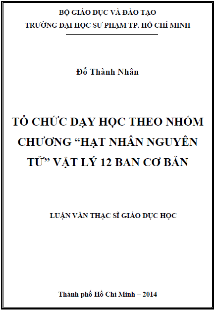 Tổ chức dạy học theo nhóm chương Hạt nhân nguyên tử Vật lý 12 ban cơ bản 1 to chuc day hoc theo nhom chuong hat nhan nguyen tu vat ly 12 ban co ban