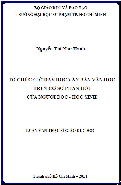 to chuc gio day doc van ban van hoc tren co so phan hoi cua nguoi doc hoc sinh