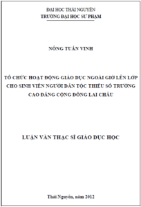 to chuc hoat dong giao duc ngoai gio len lop cho sinh vien nguoi dan toc thieu so truong cao dang cong dong lai chau