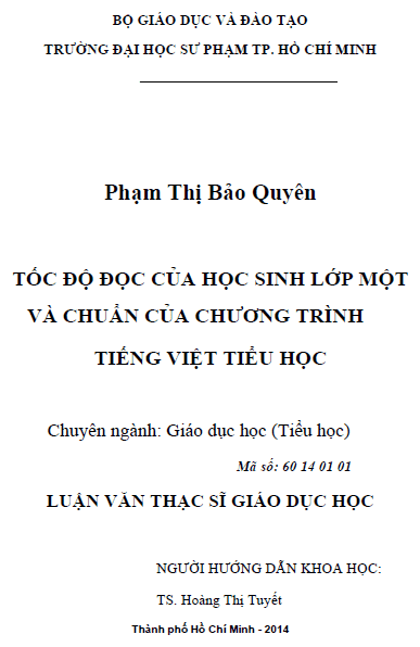 toc do doc cua hoc sinh lop mot va chuan cua chuong trinh tieng viet tieu hoc