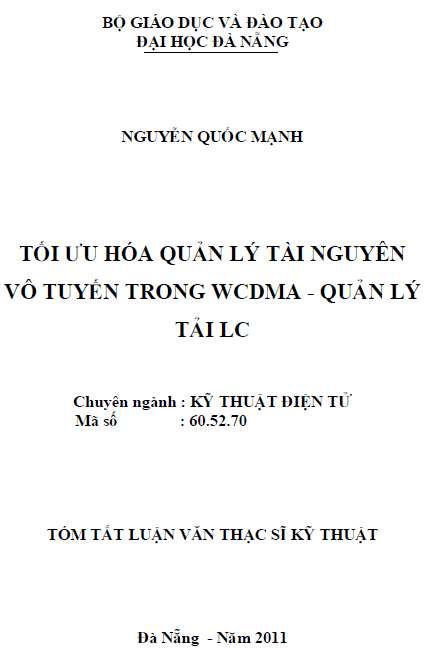 Tối ưu hóa quản lý tài nguyên vô tuyến trong WCDMA - quản lý tài LC 1 toi uu hoa quan ly tai nguyen vo tuyen trong wcdma quan ly tai lc