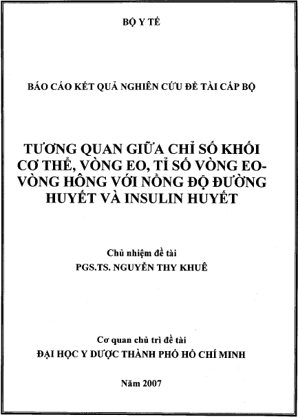 tuong quan giua chi so khoi co the vung eo ti so vong eo vong hong voi nong do duong huyet va insulin huyet