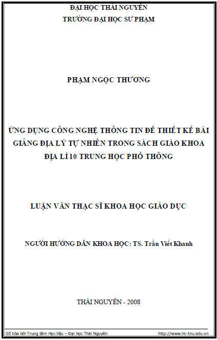 ung dung cong nghe thong tin de thiet ke bai giang dia ly tu nhien trong sach giao khoa dia ly 10 trung hoc pho thong