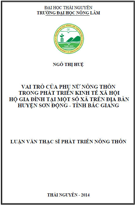 vai tro cua phu nu nong thon trong phat trien kinh te xa hoi ho gia dinh tai mot so xa tren dia ban huyen son dong tinh bac giang