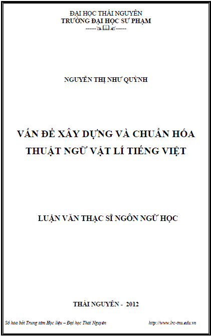van de xay dung va chuan hoa thuat ngu vat li tieng viet