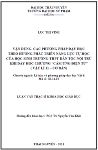 van dung cac phuong phap day hoc theo huong phat trien nang luc tu hoc cua hs truong thpt dan toc noi tru khi day hoc chuong cam ung dien tu vat li 11 ban co ban