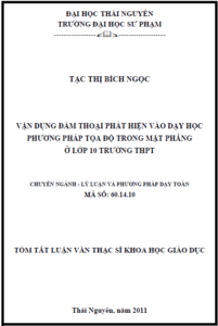 van dung dam thoai phat hien vao day hoc phuong phap toa do trong mat phang o lop 10 truong thpt